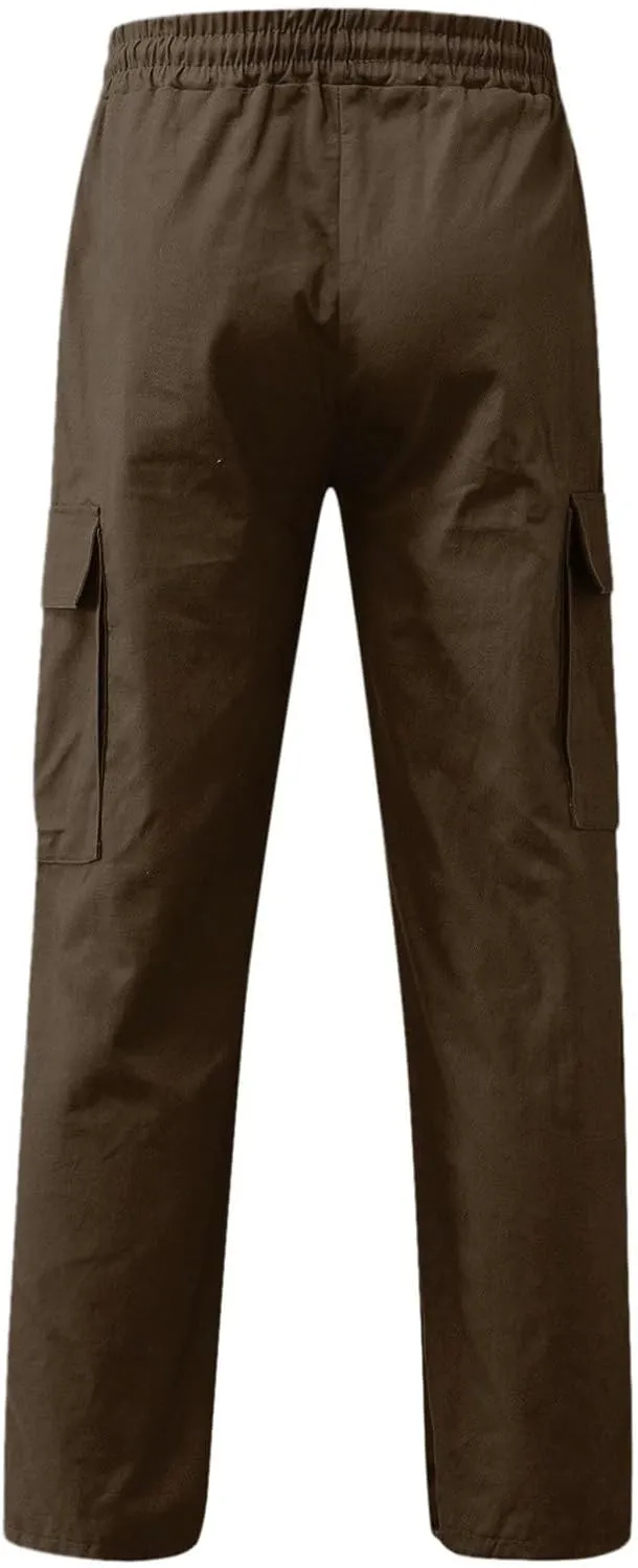 Mens Casual Joggers Pants Elastic Waist Drawstring Straight Leg Sweatpants Lightweight Casual Trousers with Pockets
