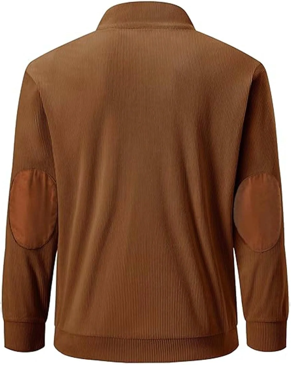 Men's Corduroy Sweatshirt Casual Long Sleeve Stand Collar Button Pullover Sweatshirts with Pockets