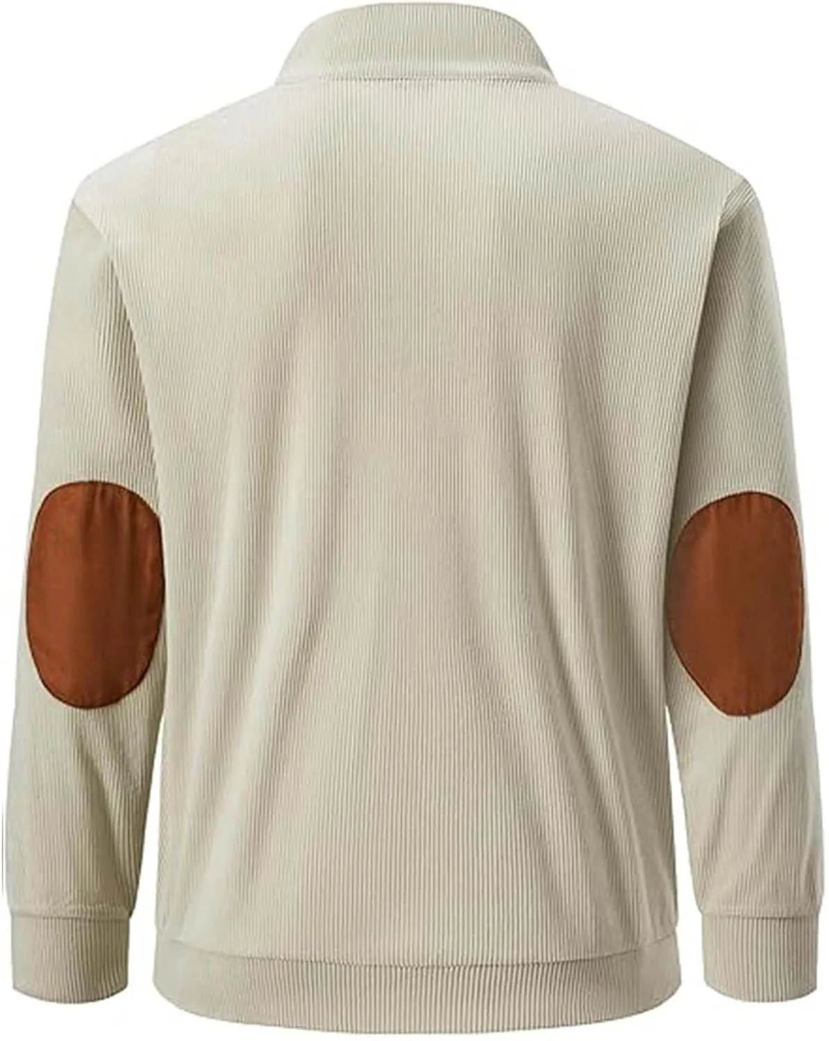 Men's Corduroy Sweatshirt Casual Long Sleeve Stand Collar Button Pullover Sweatshirts with Pockets