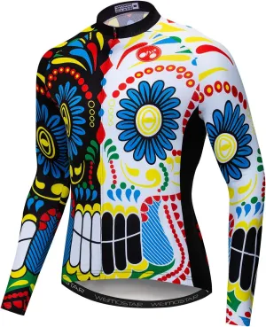 Men's Cycling Jersey Long Sleeve Winter Thermal Fleece Bike Shirts Bicycle Clothing