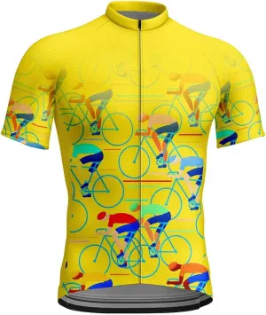 Men's Cycling Jerseys Tops Biking Shirts Short Sleeve Bike Clothing Full Zipper Bicycle Jacket with Pockets