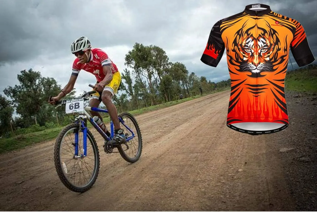 Men's Cycling Jerseys Wolf Print Bicycle Shirts Summer Road Bike Clothes Quick Dry Breathable