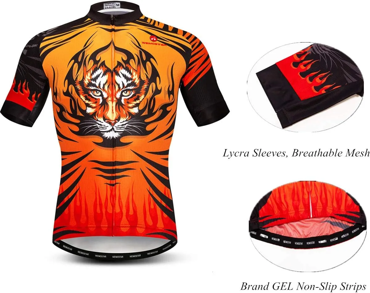 Men's Cycling Jerseys Wolf Print Bicycle Shirts Summer Road Bike Clothes Quick Dry Breathable