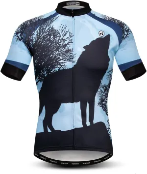 Men's Cycling Jerseys Wolf Print Bicycle Shirts Summer Road Bike Clothes Quick Dry Breathable