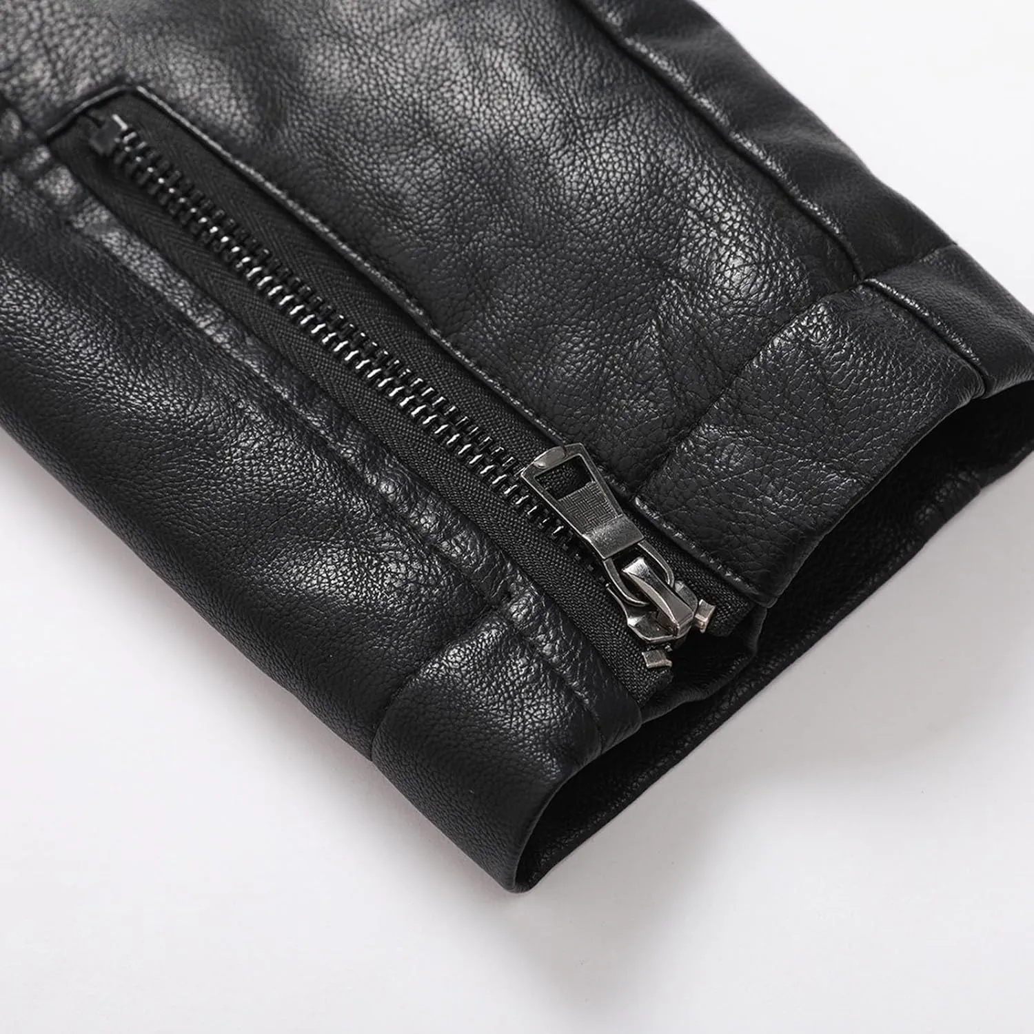 Men's Faux Leather Biker Jacket PU Moto Outerwear Stand Collar Coat Winter Windproof Jackets Zipper Patchwork Coats