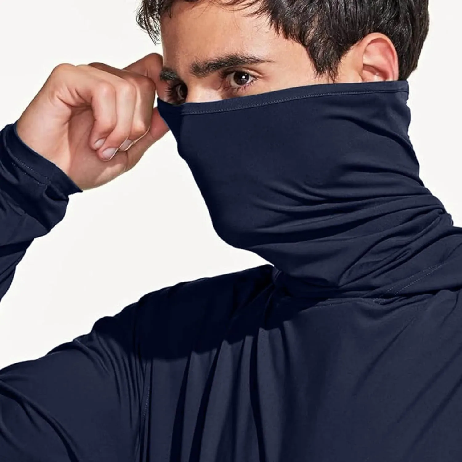 Men's Hooded Sun Protection T Shirts Long Sleeve UV Rash Guard Fishing Shirts Lightweight Quick Dry Athletic Hoodies