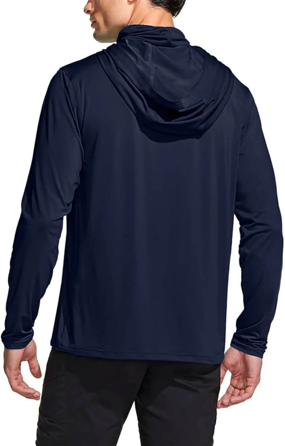 Men's Hooded Sun Protection T Shirts Long Sleeve UV Rash Guard Fishing Shirts Lightweight Quick Dry Athletic Hoodies