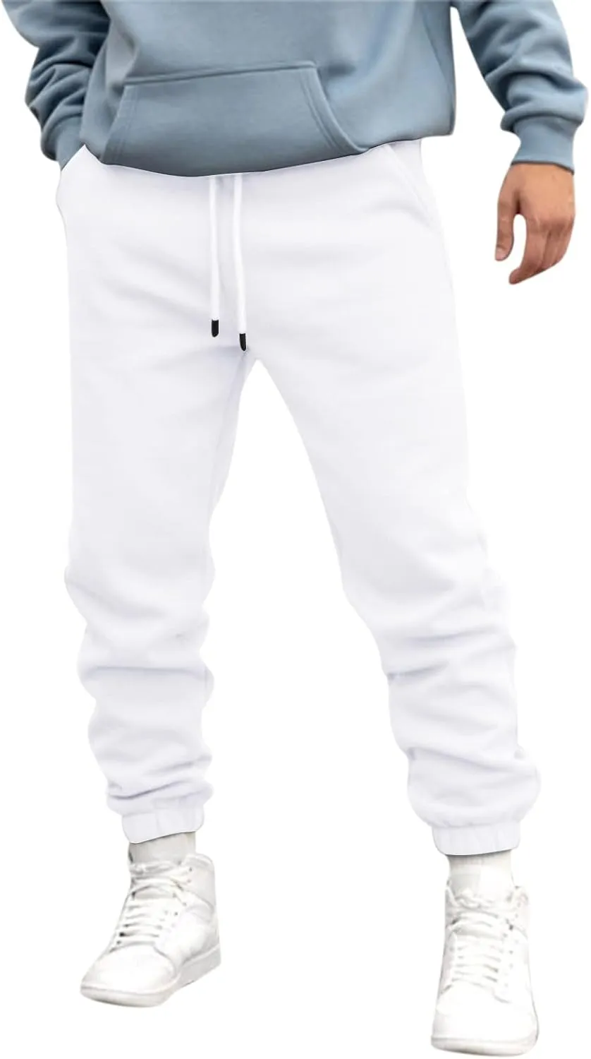 Men's Joggers Sweatpants Mens Heavyweight Cargo Sweatpants Stretch Elastic Waist Jogger Sport Pants Drawstring Sports