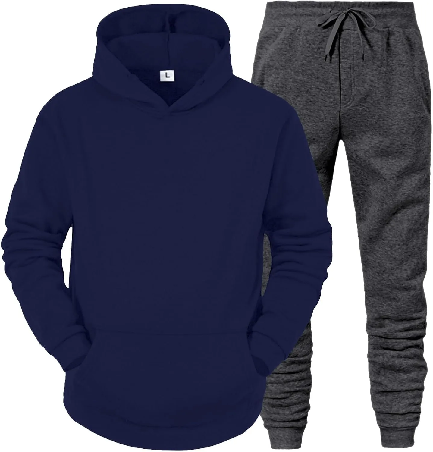 Men's Jogging Tracksuit 2 Piece Outfits Plus Size Casual Athletic Sweatshirt Sweatpants Sets Plain Running Hoodie Set