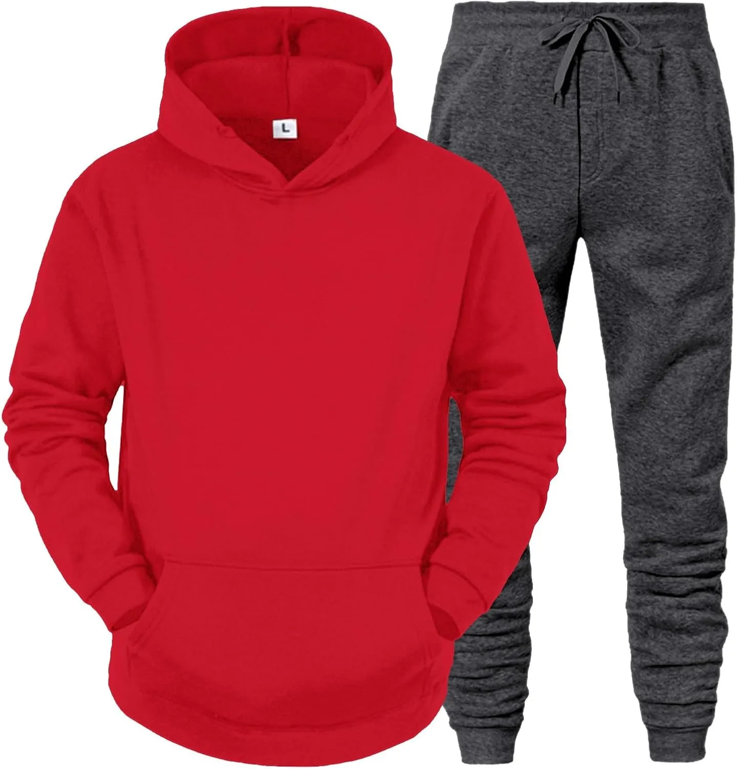 Men's Jogging Tracksuit 2 Piece Outfits Plus Size Casual Athletic Sweatshirt Sweatpants Sets Plain Running Hoodie Set