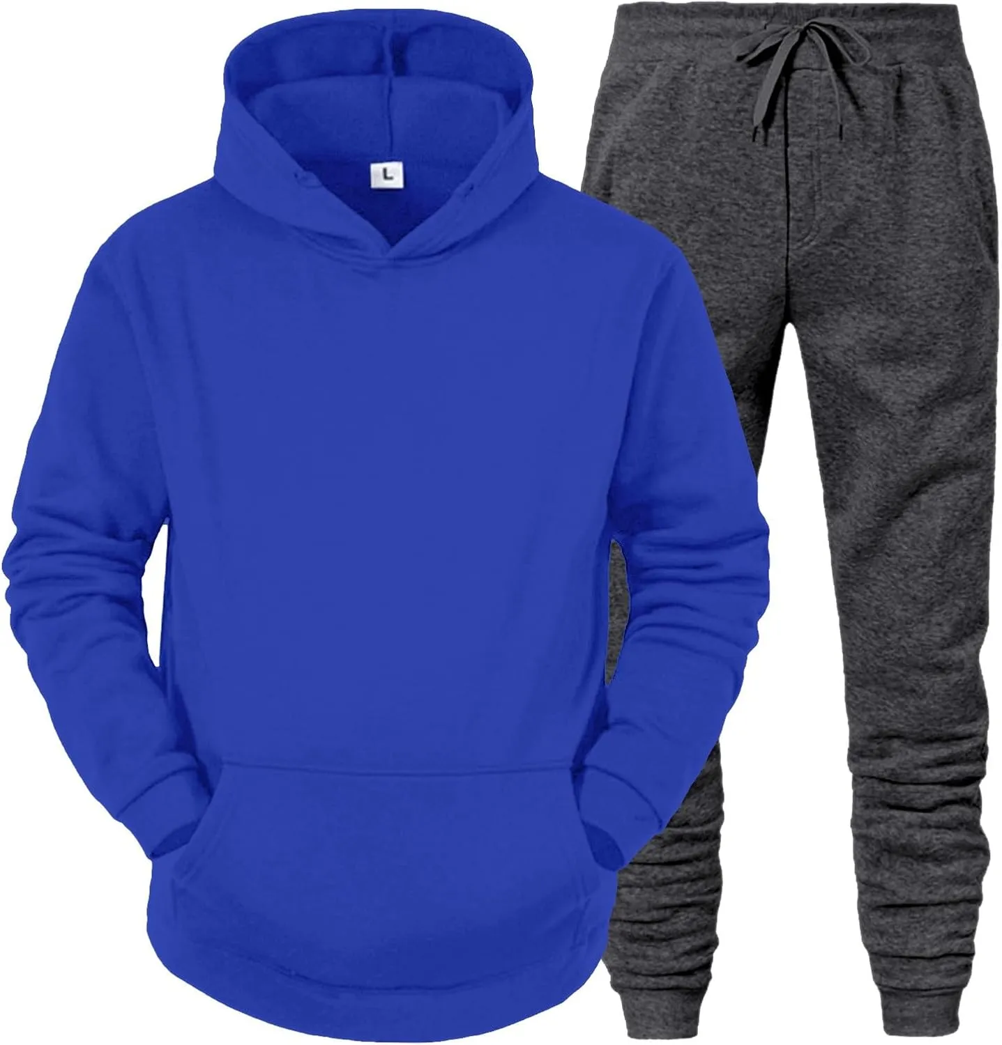 Men's Jogging Tracksuit 2 Piece Outfits Plus Size Casual Athletic Sweatshirt Sweatpants Sets Plain Running Hoodie Set