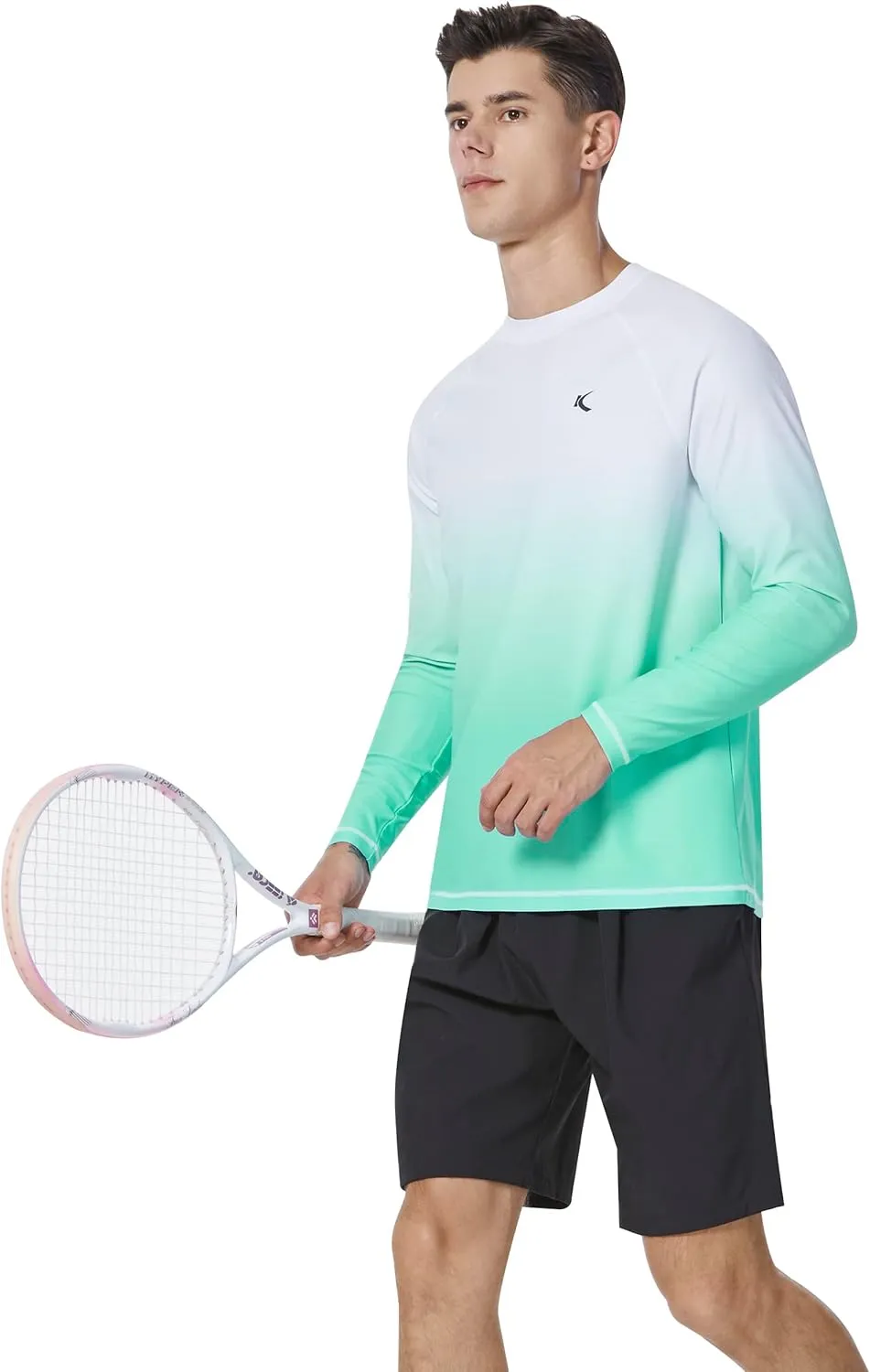 Mens Rash Guard UPF 50  Swim Shirts UV Sun Protection T-Shirt Quick Dry Long Sleeve Beach Shirts for Fishing
