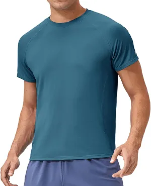 Mens Short Sleeve Athletic Shirts Sun Uv Protection Rash Guard Shirts Lightweight Quick Dry Gym Tee Shirt for Men