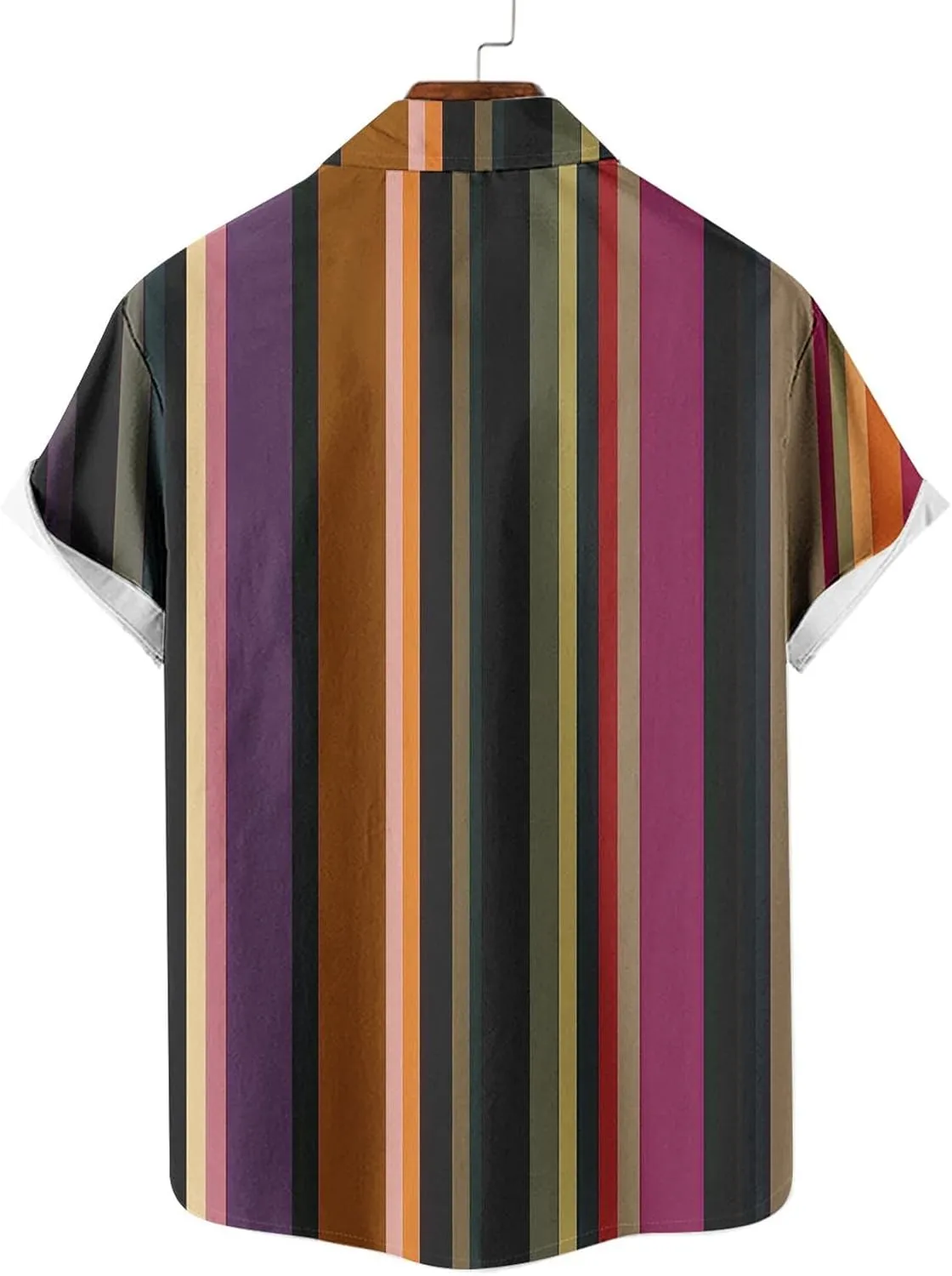 Men's Summer Loose Lapel Business Dress Shirts Vintage Striped Short Sleeve Button Down Stylish Casual Beach Shirt