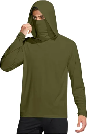 Men's Sun Protection Hoodie Shirt UPF 50  Long Sleeve UV SPF T-Shirts with Face Cover Rash Guard Fishing Lightweight