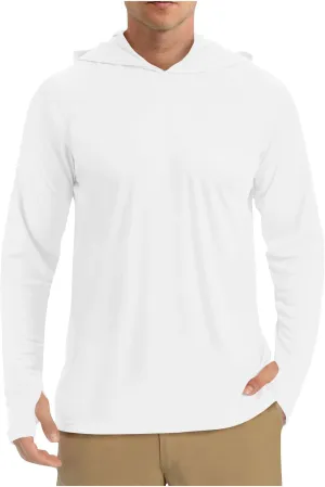 Men's UPF 50  Sun Protection Hoodie Long Sleeve SPF Fishing Hiking Running Rash Guard Shirts Quick Dry Lightweight