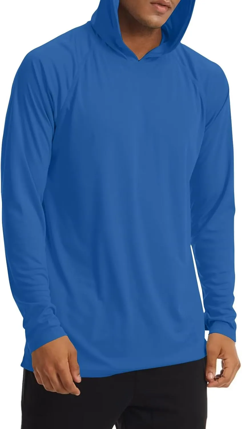 Men's UPF 50  Sun Protection Hoodie Long Sleeve SPF Fishing Hiking Running Rash Guard Shirts Quick Dry Lightweight