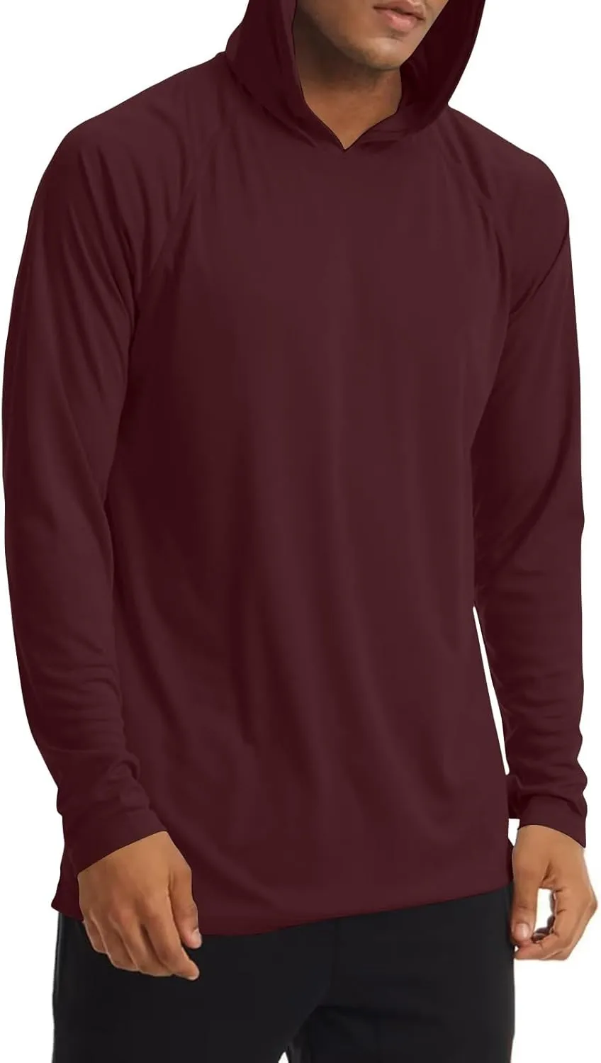 Men's UPF 50  Sun Protection Hoodie Long Sleeve SPF Fishing Hiking Running Rash Guard Shirts Quick Dry Lightweight
