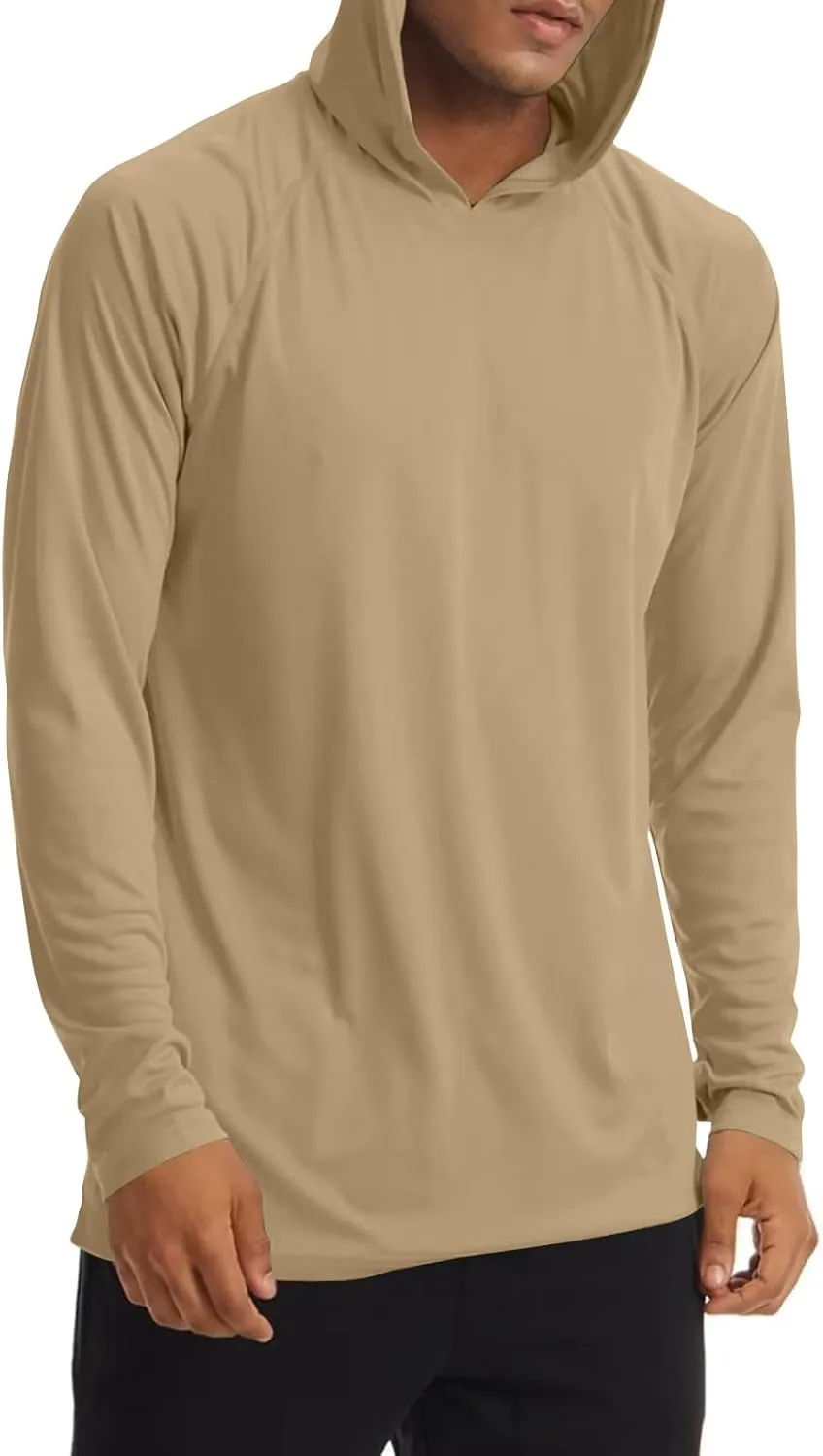 Men's UPF 50  Sun Protection Hoodie Long Sleeve SPF Fishing Hiking Running Rash Guard Shirts Quick Dry Lightweight
