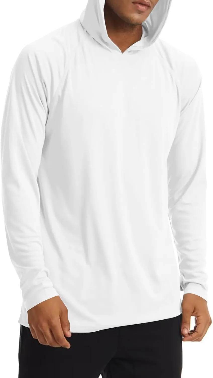 Men's UPF 50  Sun Protection Hoodie Long Sleeve SPF Fishing Hiking Running Rash Guard Shirts Quick Dry Lightweight