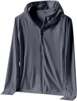 Men's UPF 50  Sun Protection Hoodies,Long Sleeve Rash Guard Shirts,Lightweight Quick Dry Fishing Swim Beach Jacket