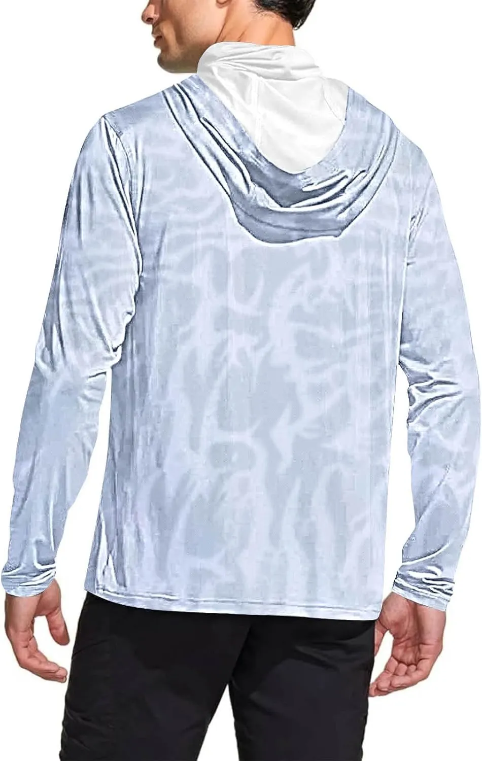 Mens UPF 50  Sun Protection Shirts Lightweight Quick Dry Long Sleeve Rash Guard Workout Cooling Shirt with Face Mask