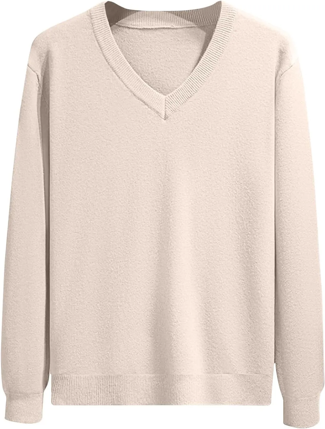 Men's V Neck Long Sleeve Sweater Business Casual Slim Fit Pullover Fall Winter Lightweight Soft Sweaters Solid Basic