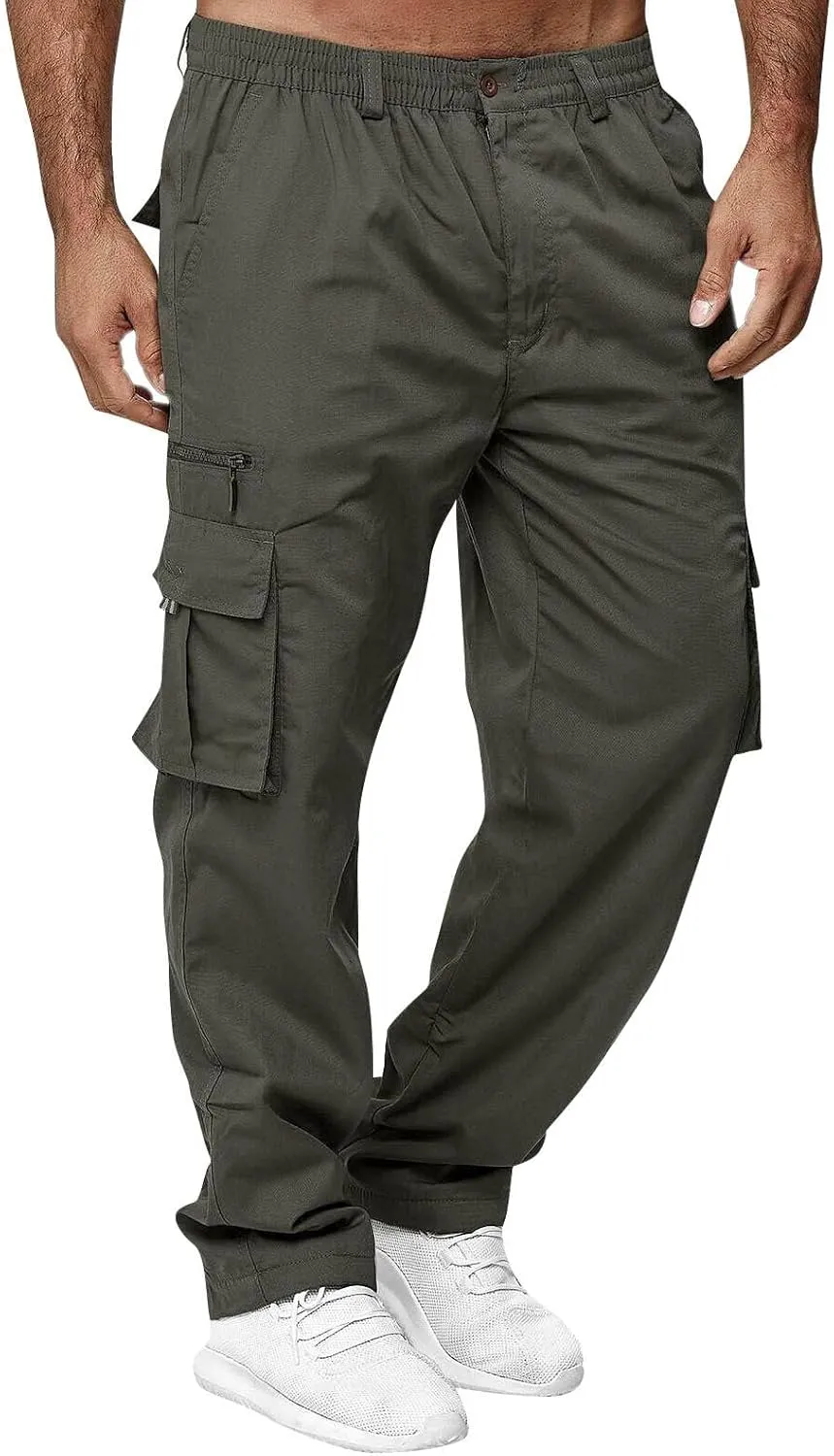 Mens Work Pants Cargo Multi Pockets Big and Tall Relaxed Fit Work Hiking Stretch Outdoor Joggers Trousers