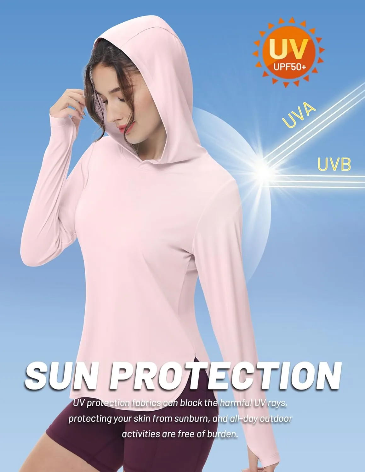 MIER Womens UPF 50  Sun Protection Hoodie Shirts SPF Long Sleeve Dry Fit Athletic Running Hiking Fishing UV T-Shirt Tops
