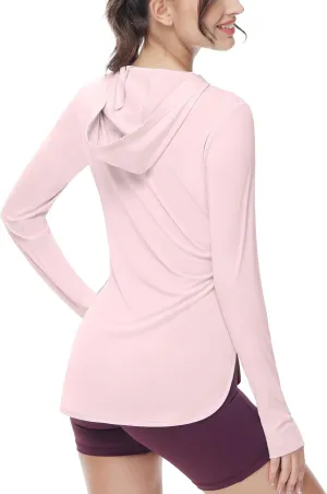 MIER Womens UPF 50  Sun Protection Hoodie Shirts SPF Long Sleeve Dry Fit Athletic Running Hiking Fishing UV T-Shirt Tops
