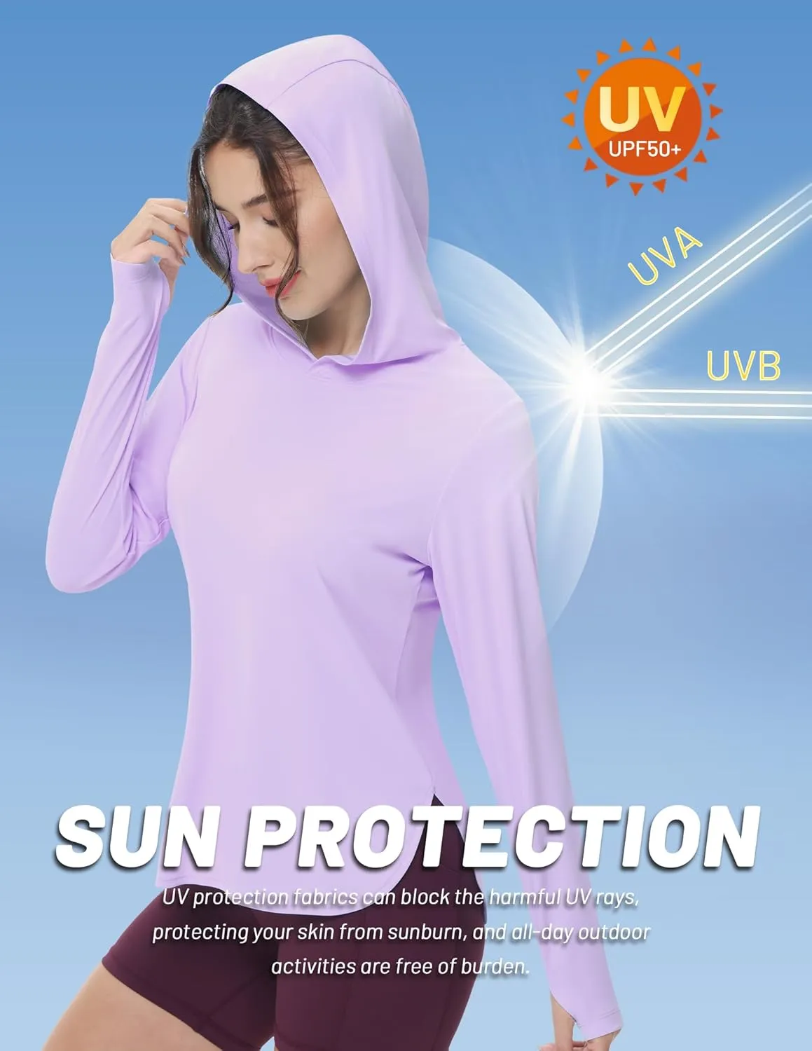 MIER Womens UPF 50  Sun Protection Hoodie Shirts SPF Long Sleeve Dry Fit Athletic Running Hiking Fishing UV T-Shirt Tops