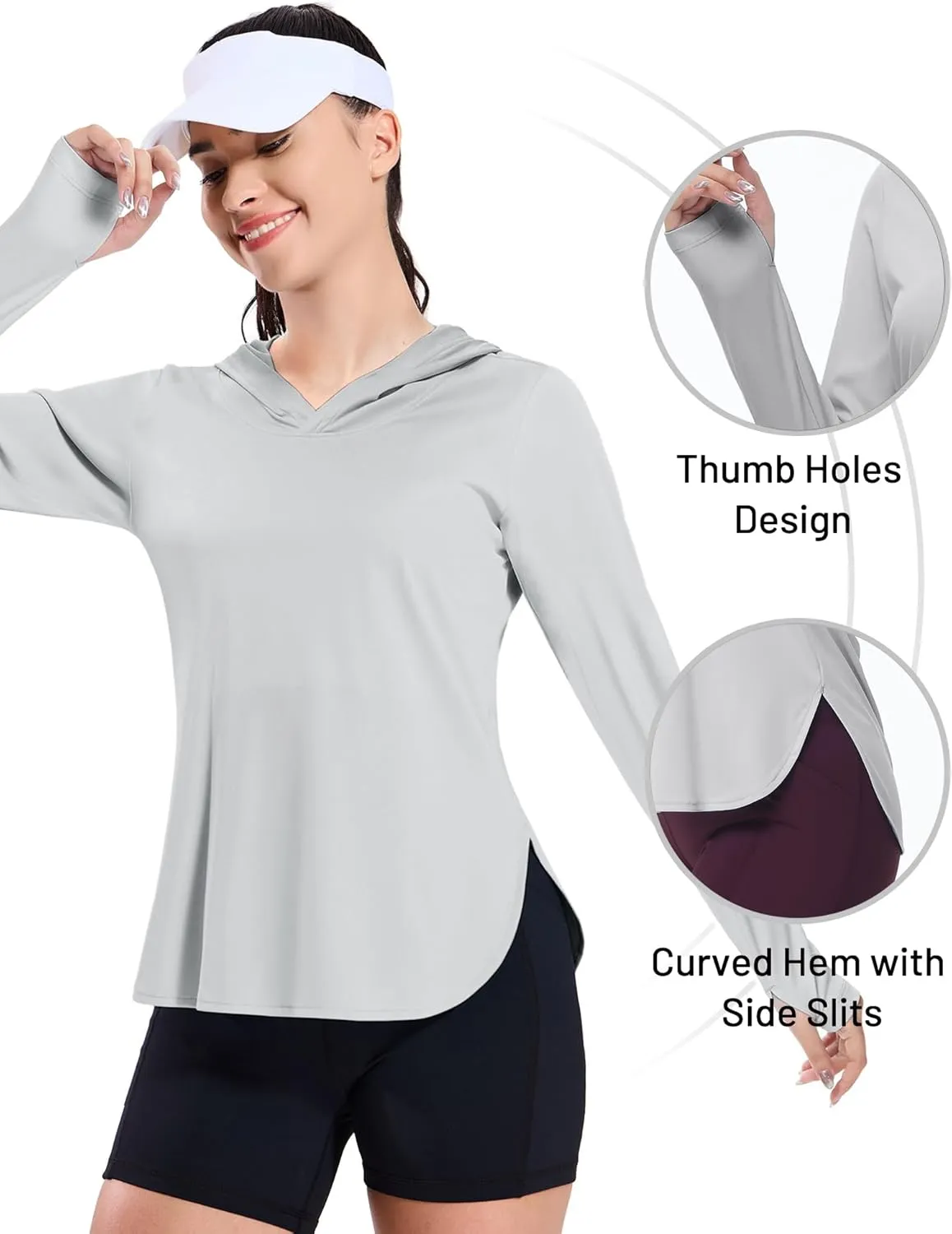 MIER Womens UPF 50  Sun Protection Hoodie Shirts SPF Long Sleeve Dry Fit Athletic Running Hiking Fishing UV T-Shirt Tops