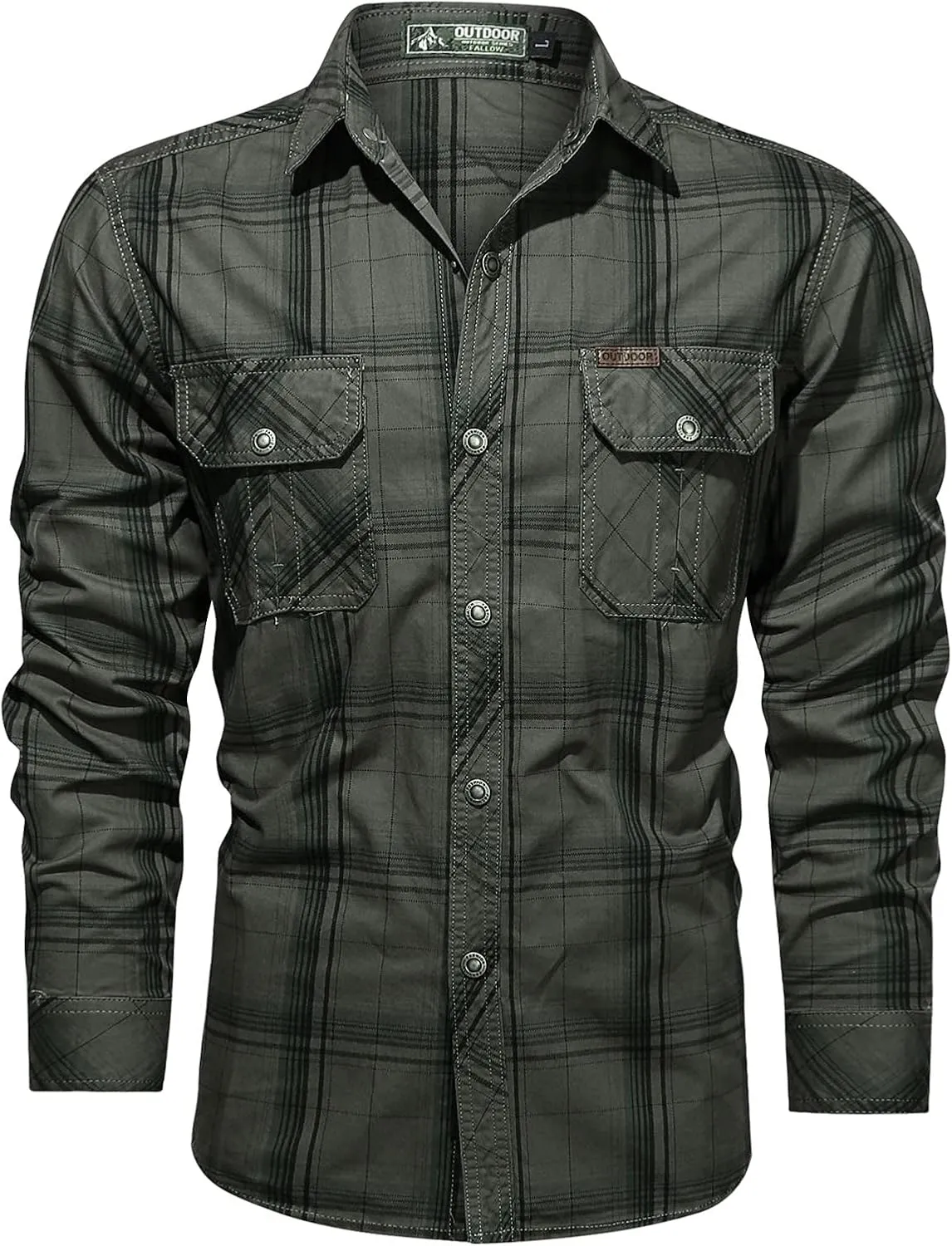 Military Long Sleeve Hiking Shirts for Men Quick Dry Button Down Tactical Work Shirts Outdoor Travel Cargo Shirt