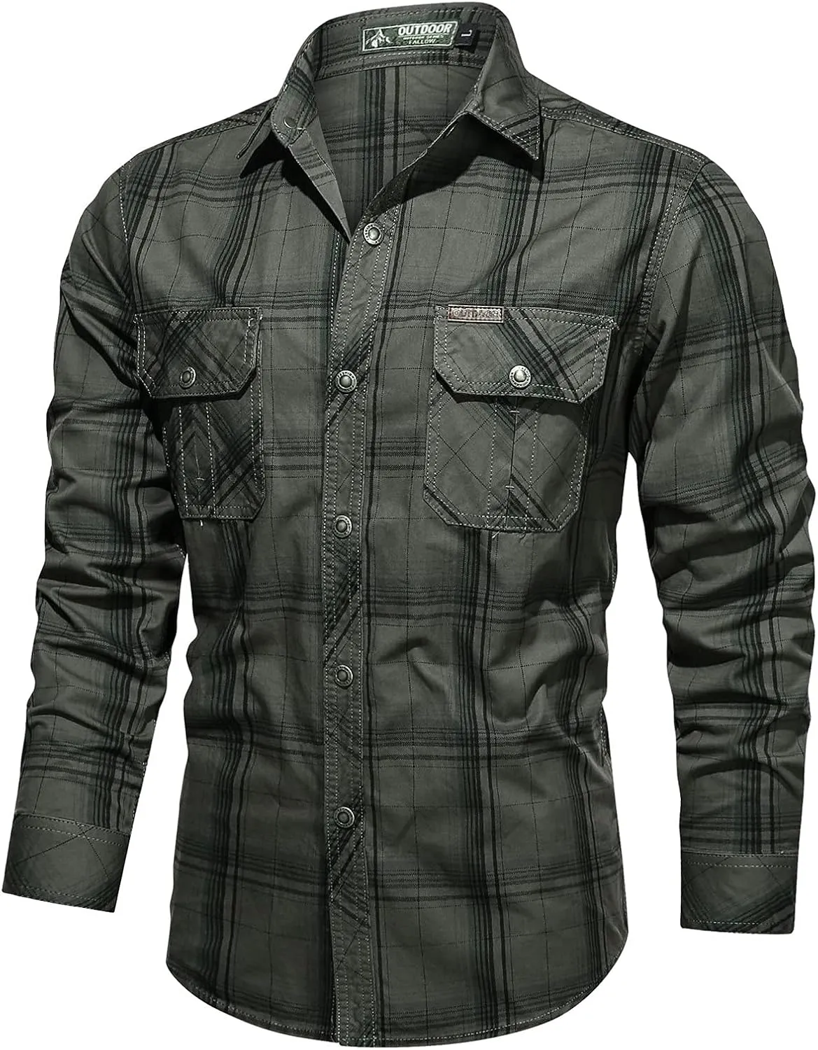 Military Long Sleeve Hiking Shirts for Men Quick Dry Button Down Tactical Work Shirts Outdoor Travel Cargo Shirt