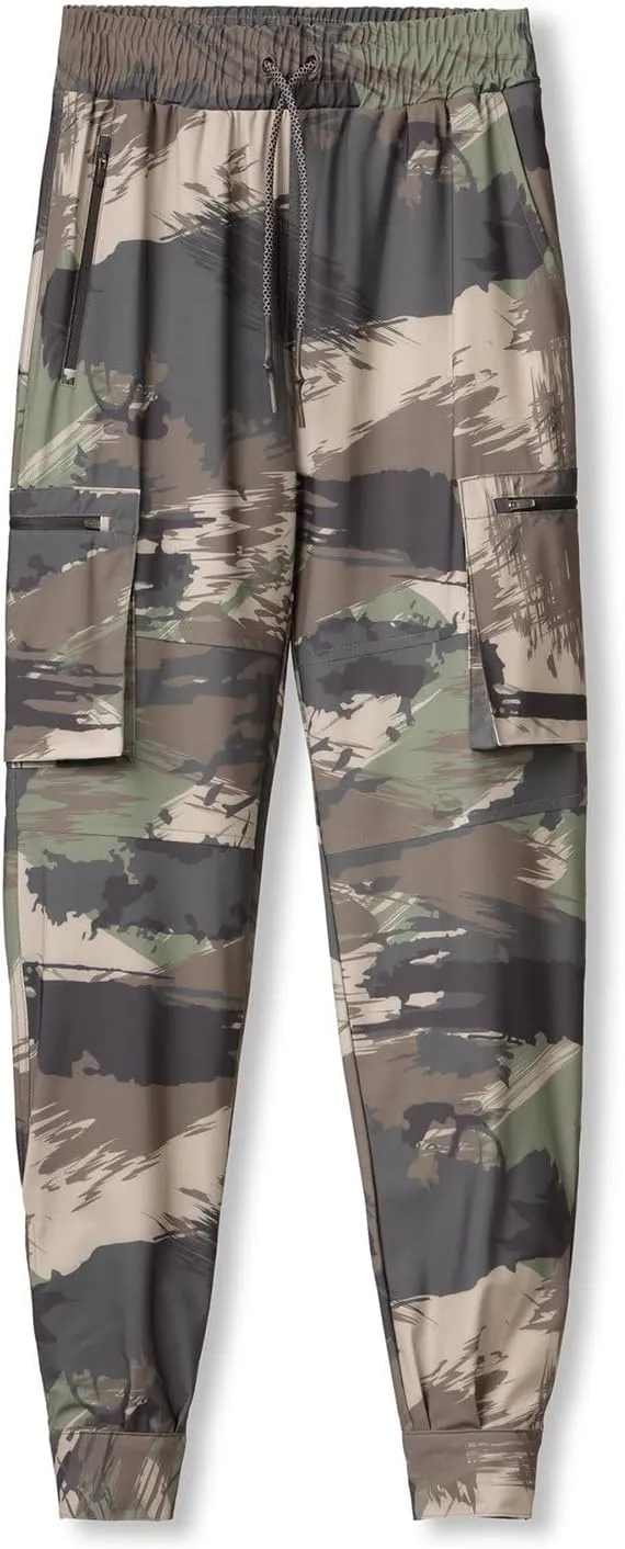 Muscularfit Men Sweatpants Drawstring Stretch Quick Drying Skinny Cycling Climbing Trousers Solid Multi Pockets Cargo Pants
