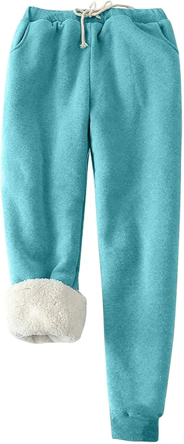 Ogiraw Sweatpants Women Fleece Lined Winter Warm Joggers High Waist Athletic Jogger Pants Thicken Outdoor Pants with Pocket
