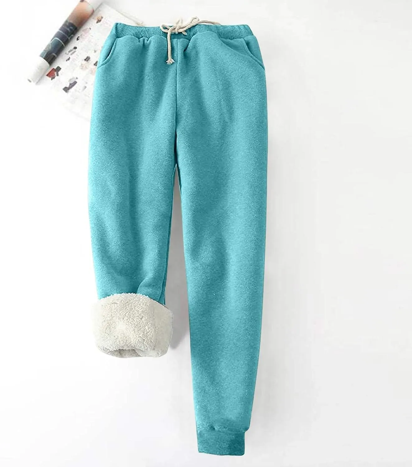 Ogiraw Sweatpants Women Fleece Lined Winter Warm Joggers High Waist Athletic Jogger Pants Thicken Outdoor Pants with Pocket