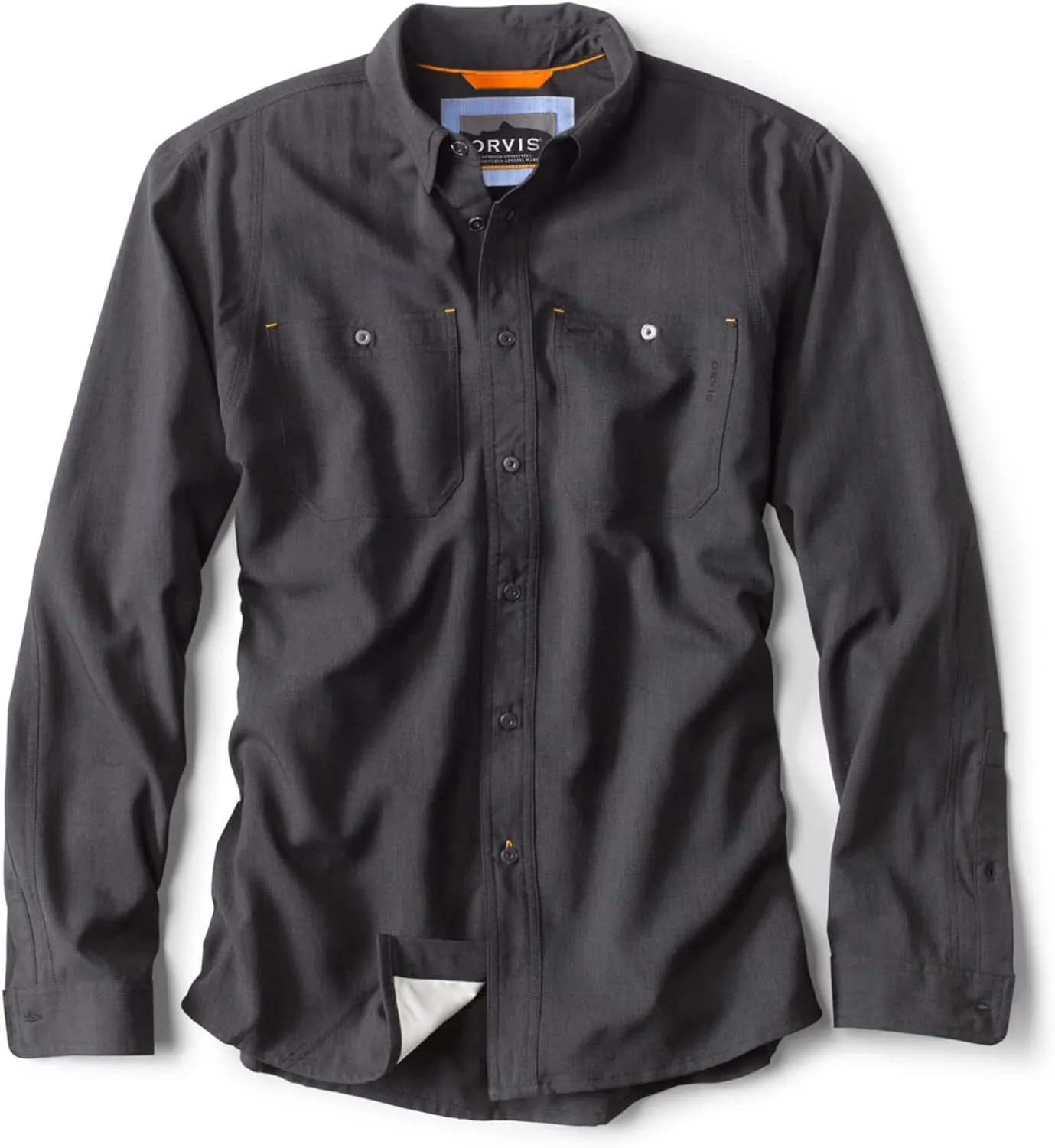 Orvis Tech Chambray Long Sleeve Men's Work Shirts - Lightweight Quick-Drying UPF 40 Chambray Fabric Casual Men's Shirts