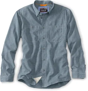 Orvis Tech Chambray Long Sleeve Men's Work Shirts - Lightweight Quick-Drying UPF 40 Chambray Fabric Casual Men's Shirts
