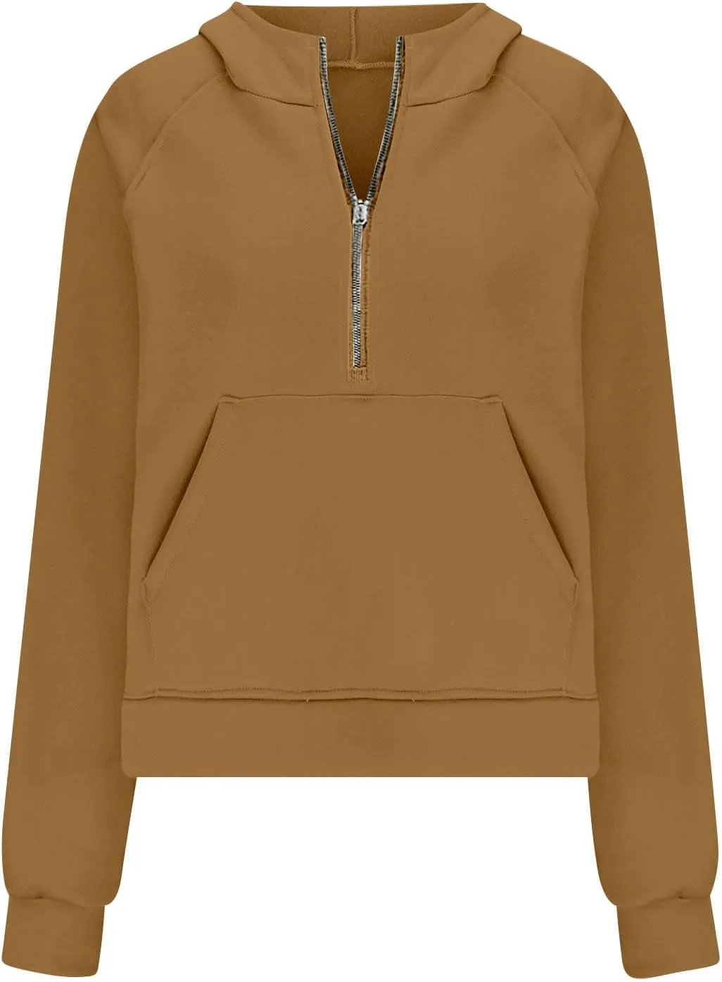 Oversized Sweatshirt for Women Fleece Lined Cropped Hoodies Half Zip Pullover Long Sleeve Workout Sweatshirt Pockets