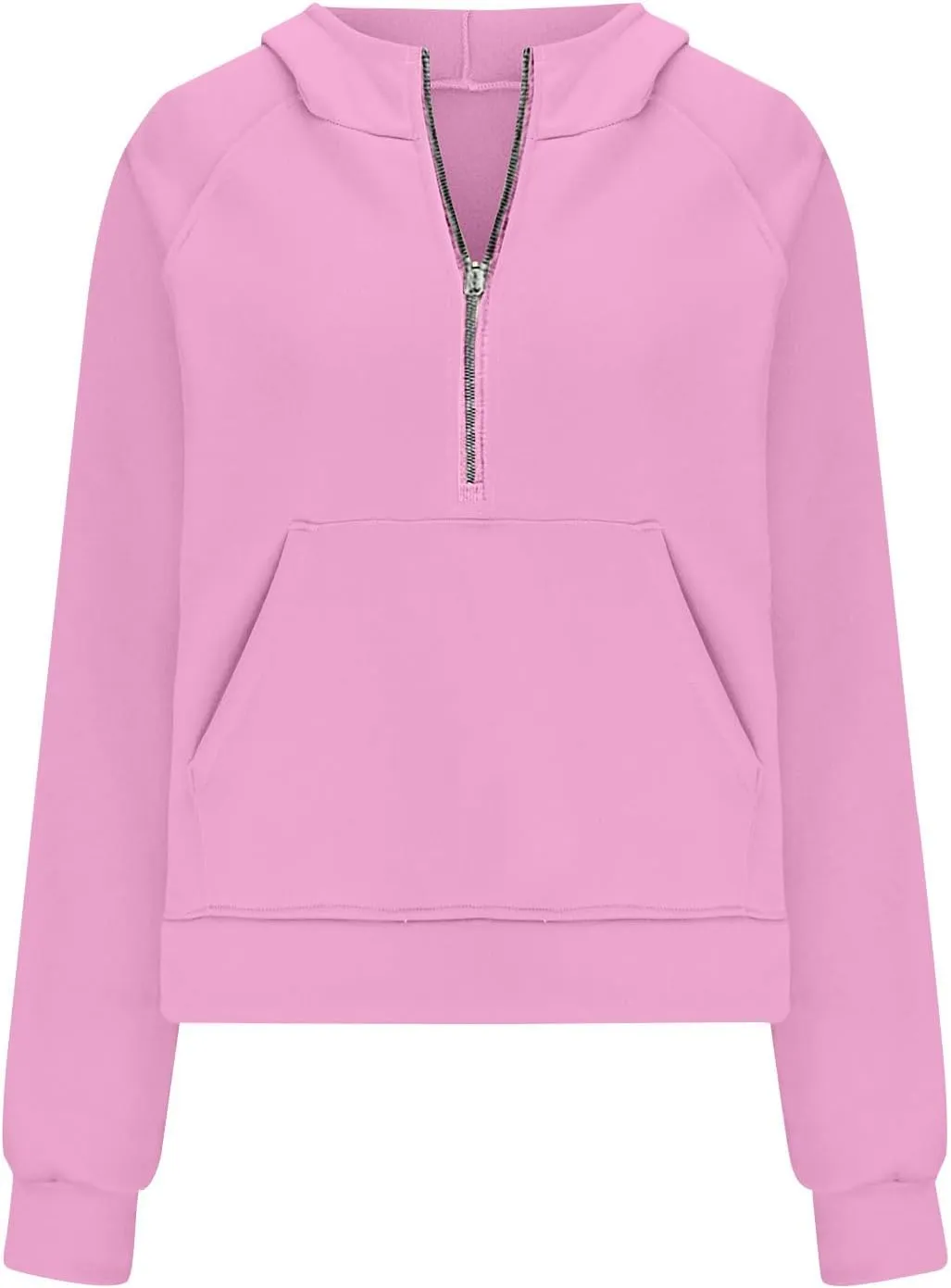 Oversized Sweatshirt for Women Fleece Lined Cropped Hoodies Half Zip Pullover Long Sleeve Workout Sweatshirt Pockets