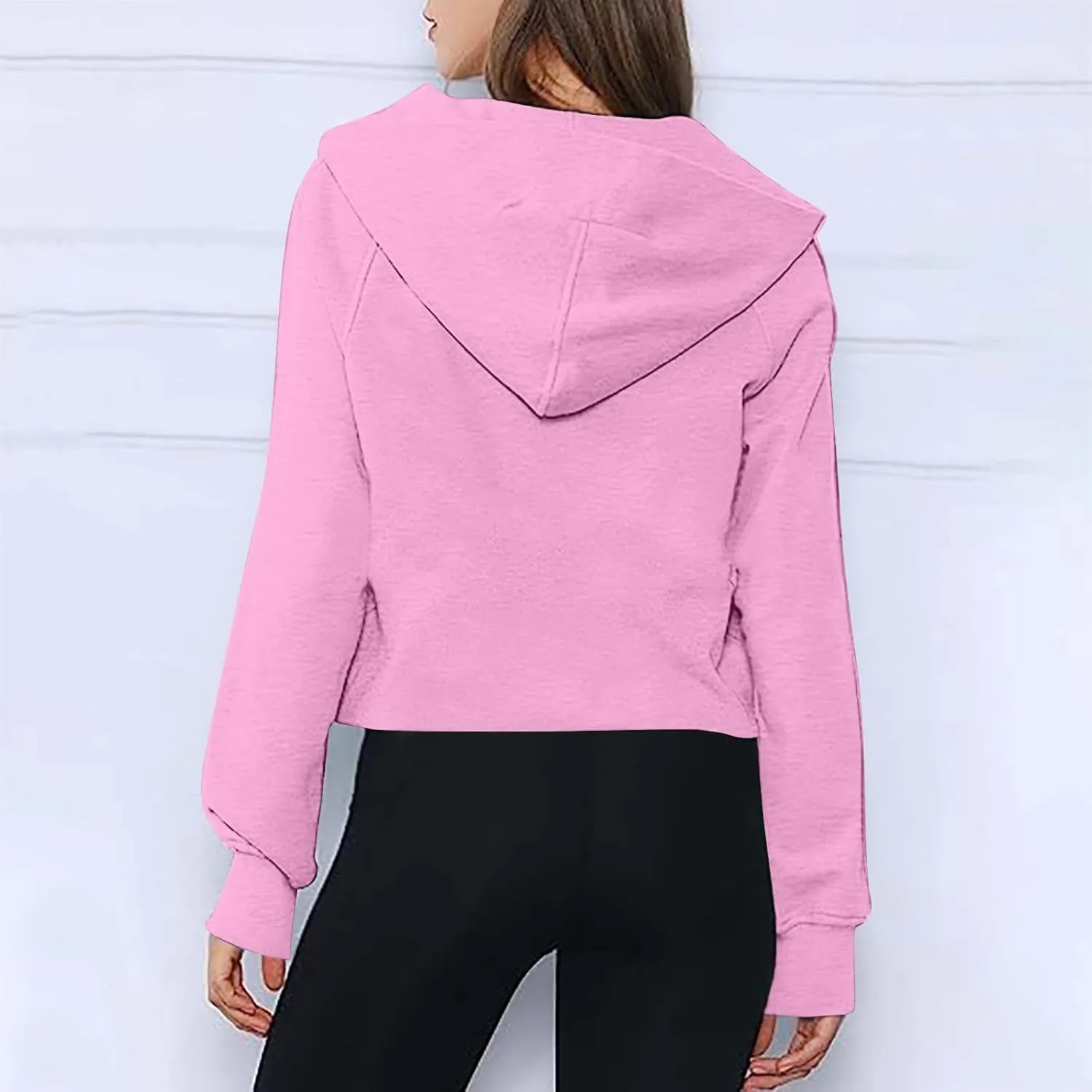 Oversized Sweatshirt for Women Fleece Lined Cropped Hoodies Half Zip Pullover Long Sleeve Workout Sweatshirt Pockets