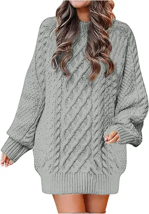 Oversized Turtleneck Sweater Women Winter Warm Fashion Chunky Knitted Pullover Tops Long Sleeve Crewneck Sweaters for Party, Office (X Large)