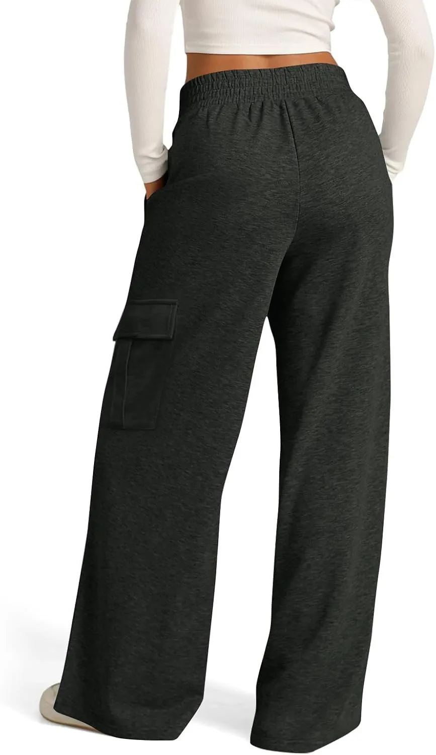 Oversized Wide Leg Sweatpants Women Crossover Low Rise Cargo Sweatpants Straight Leg Baggy Sweatpants Lounge Pants