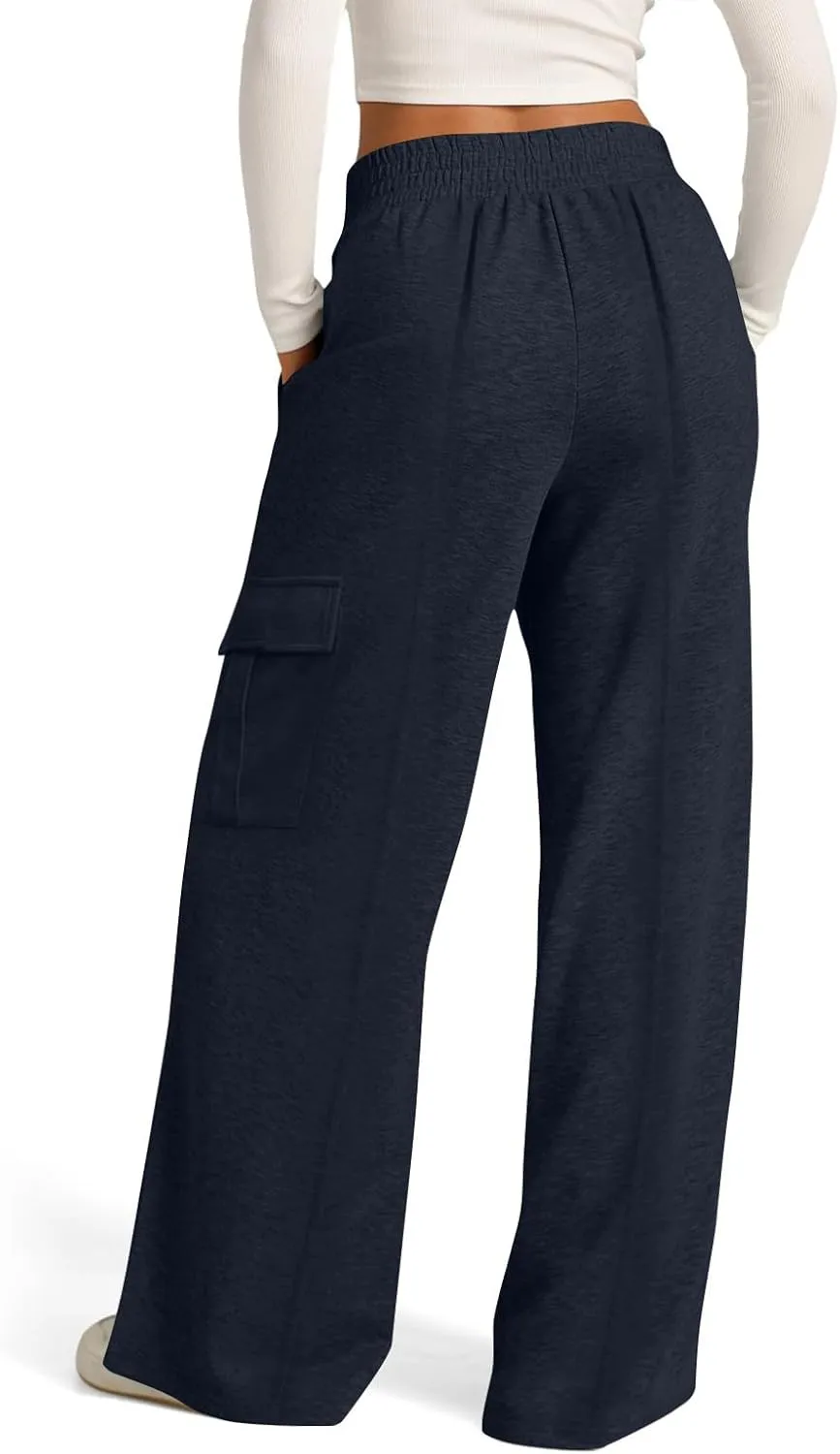 Oversized Wide Leg Sweatpants Women Crossover Low Rise Cargo Sweatpants Straight Leg Baggy Sweatpants Lounge Pants