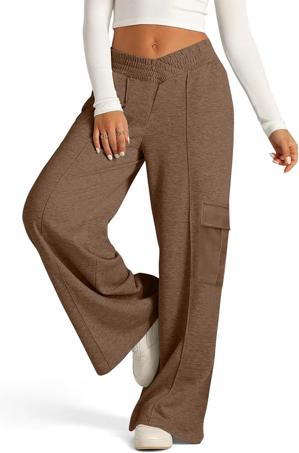 Oversized Wide Leg Sweatpants Women Crossover Low Rise Cargo Sweatpants Straight Leg Baggy Sweatpants Lounge Pants