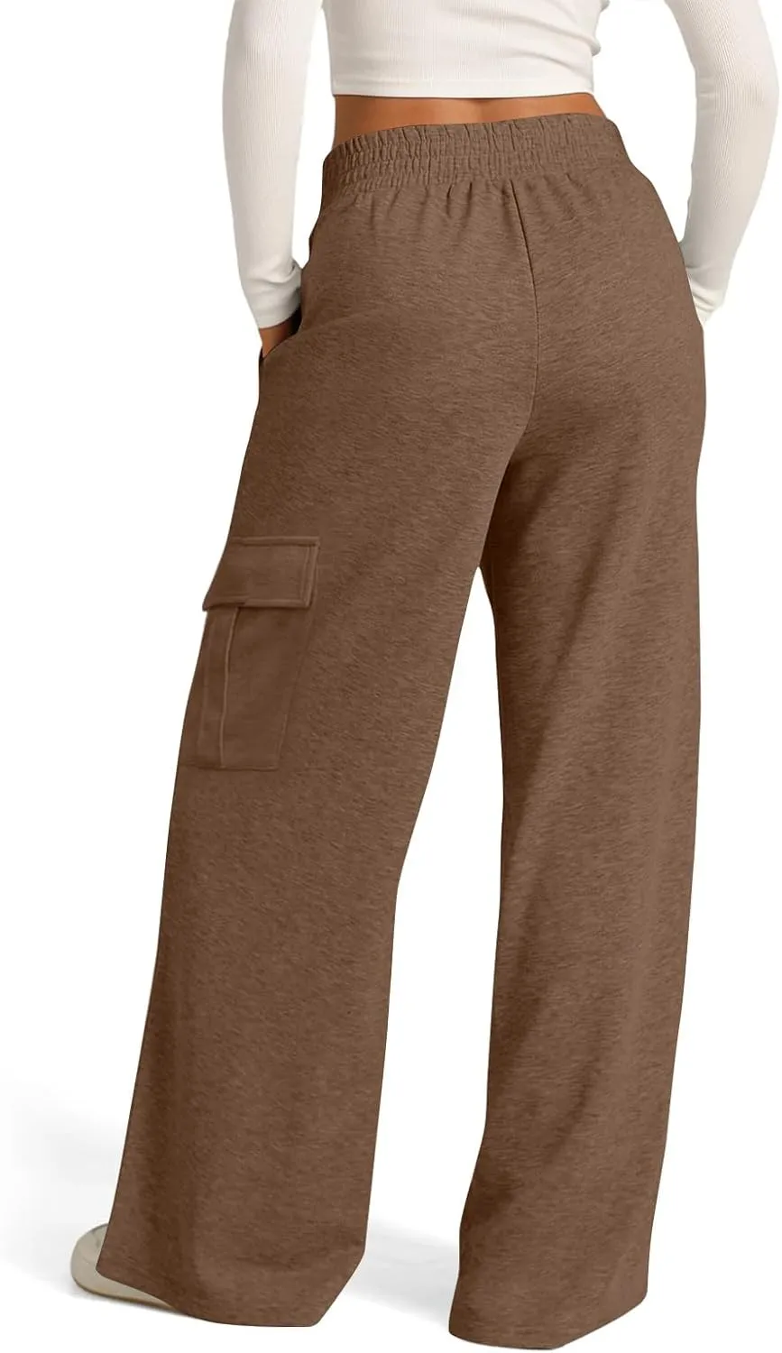 Oversized Wide Leg Sweatpants Women Crossover Low Rise Cargo Sweatpants Straight Leg Baggy Sweatpants Lounge Pants