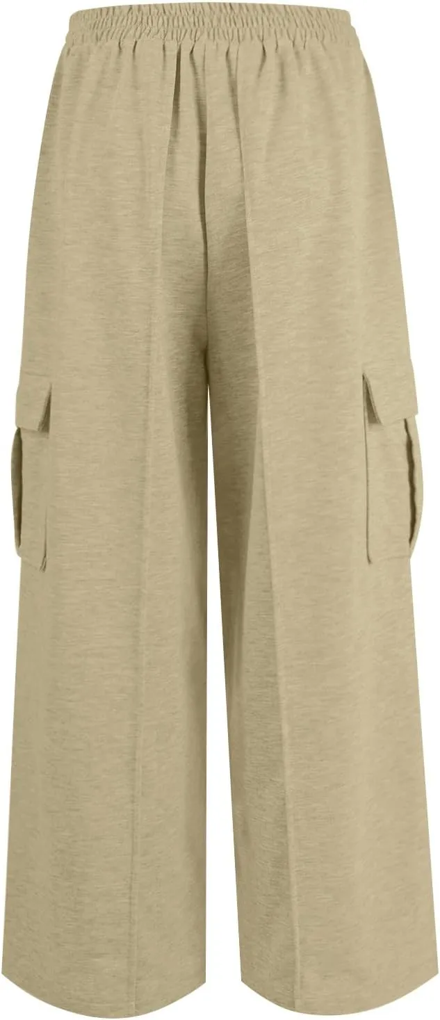 Oversized Wide Leg Sweatpants Women Crossover Low Rise Cargo Sweatpants Straight Leg Baggy Sweatpants Lounge Pants
