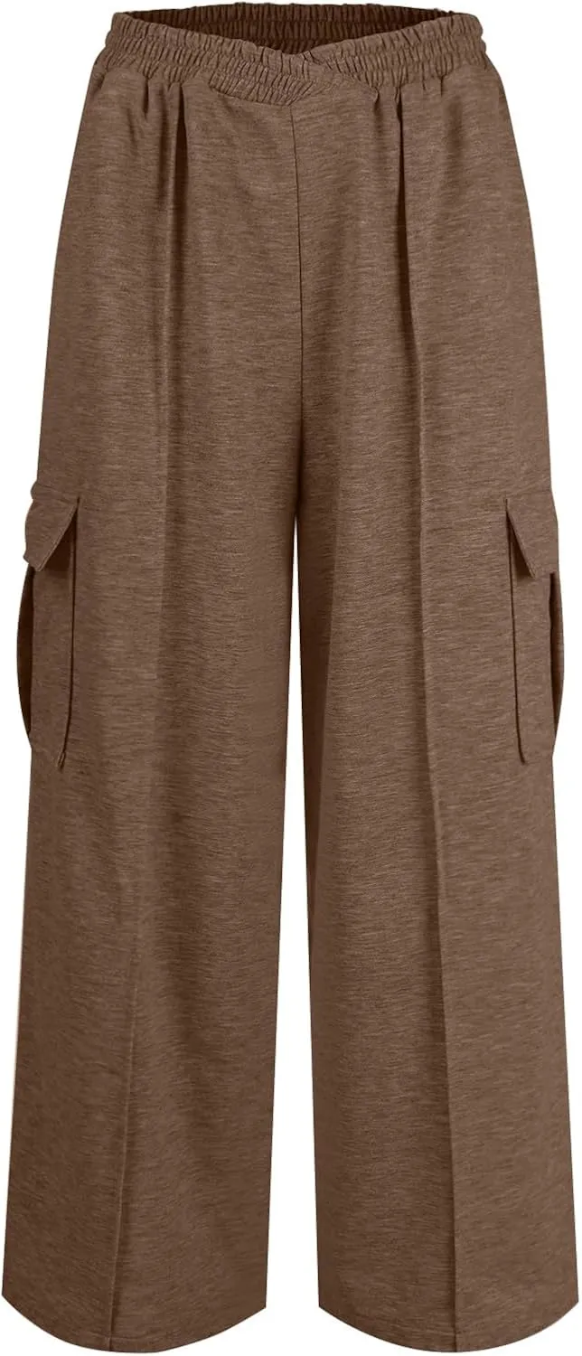 Oversized Wide Leg Sweatpants Women Crossover Low Rise Cargo Sweatpants Straight Leg Baggy Sweatpants Lounge Pants