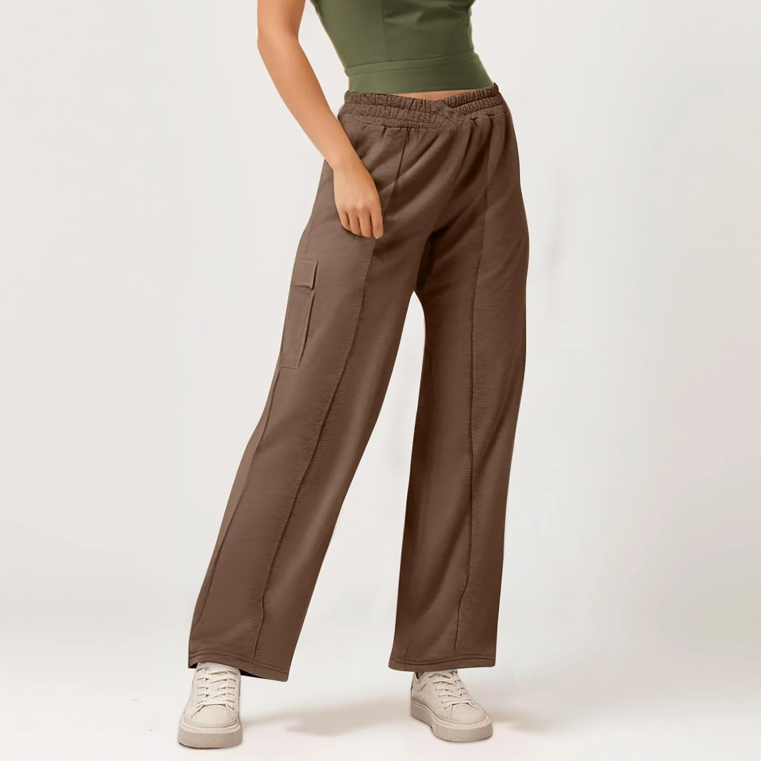 Oversized Wide Leg Sweatpants Women Crossover Low Rise Cargo Sweatpants Straight Leg Baggy Sweatpants Lounge Pants
